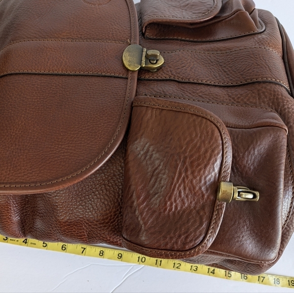 Anonimo Fiorentino Pebbled Leather Drawstring Closure Backpack Bookbag Brown - Picture 14 of 16